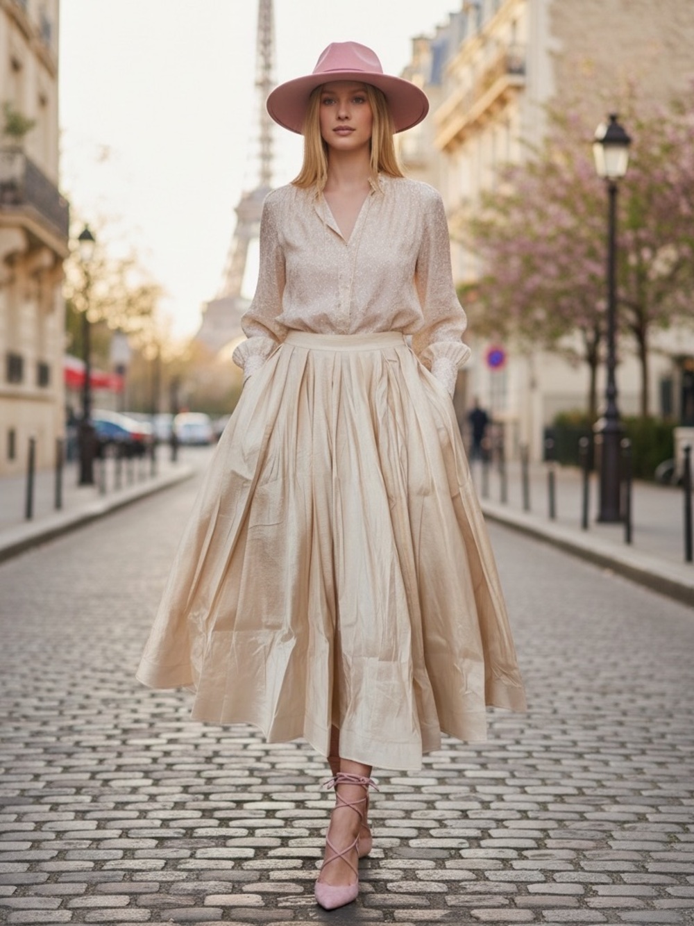 311 • Champagne Cream Full Midi Skirt